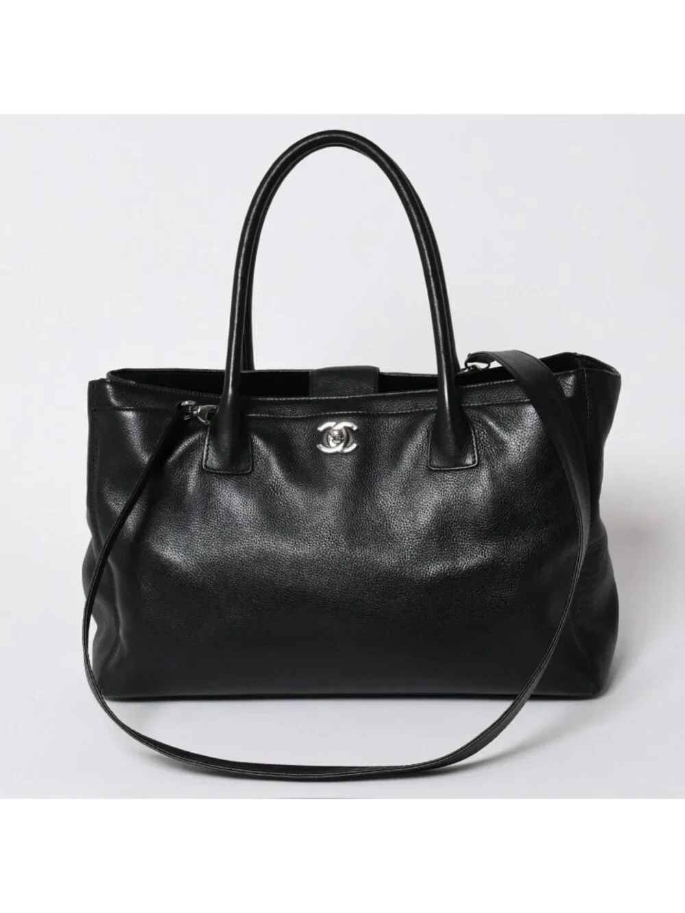 Chanel Executive Tote Bag Medium CC Logo Caviar Leather Black